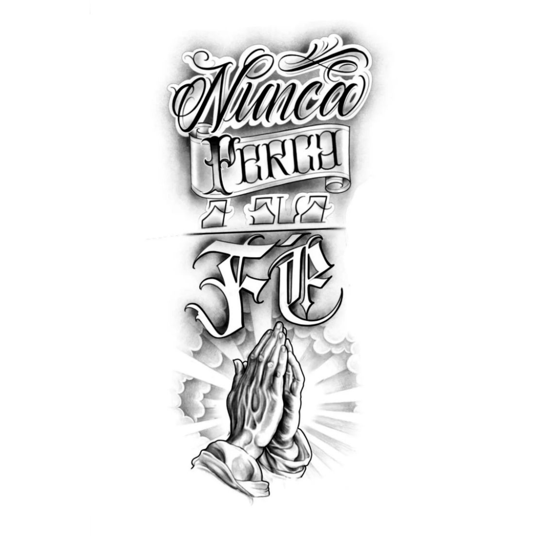 Tatuagem Lettering "Nunca perca a sua Fé"