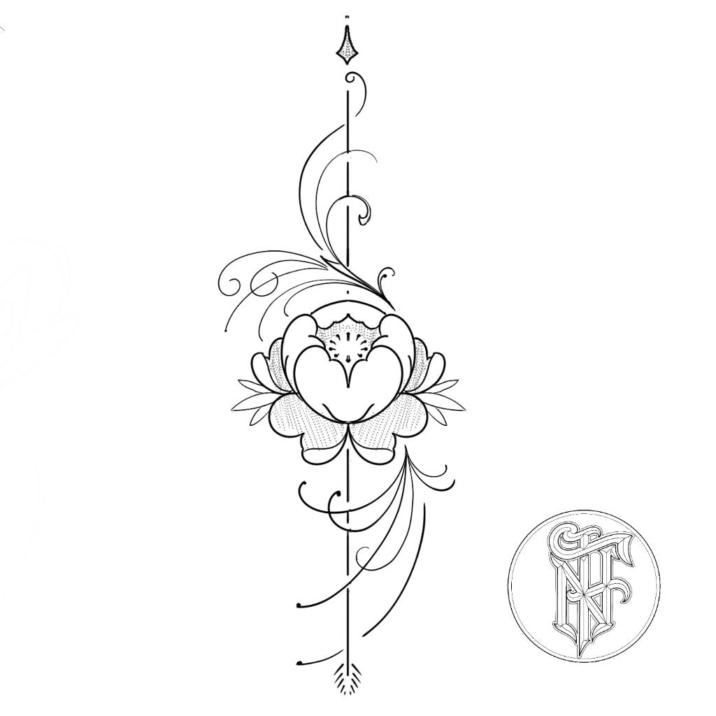 Tatuagem Fine Line Peônia