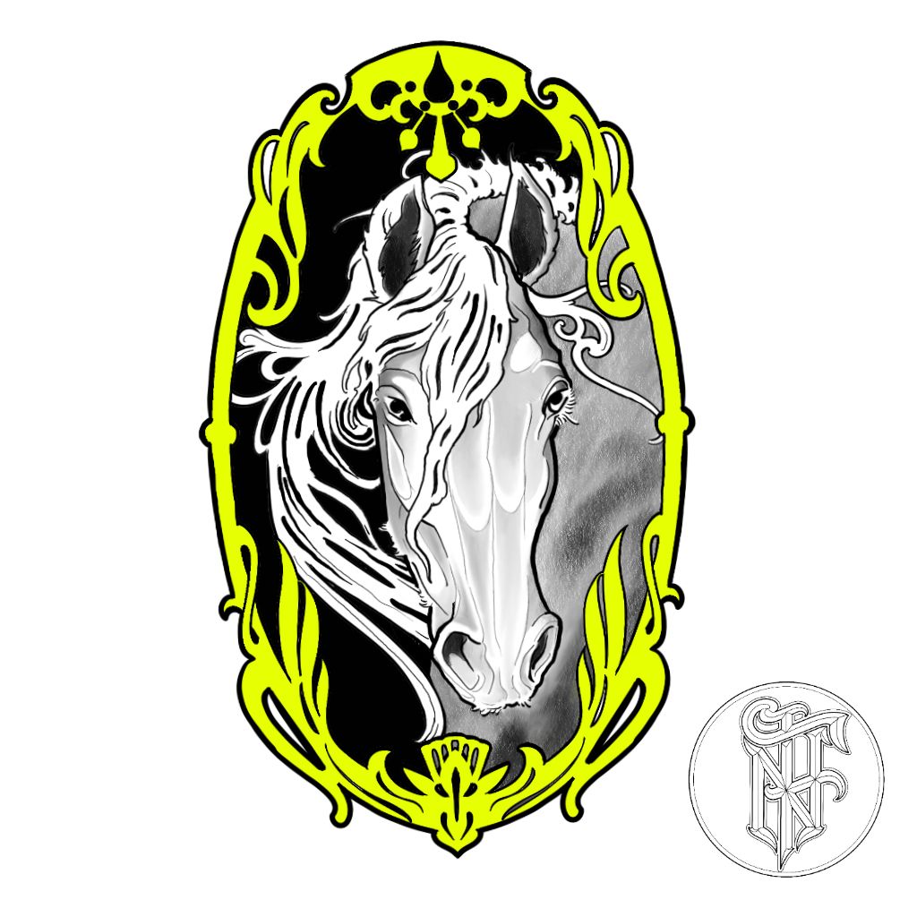 Tatuagem Colorida Cavalo com Moldura