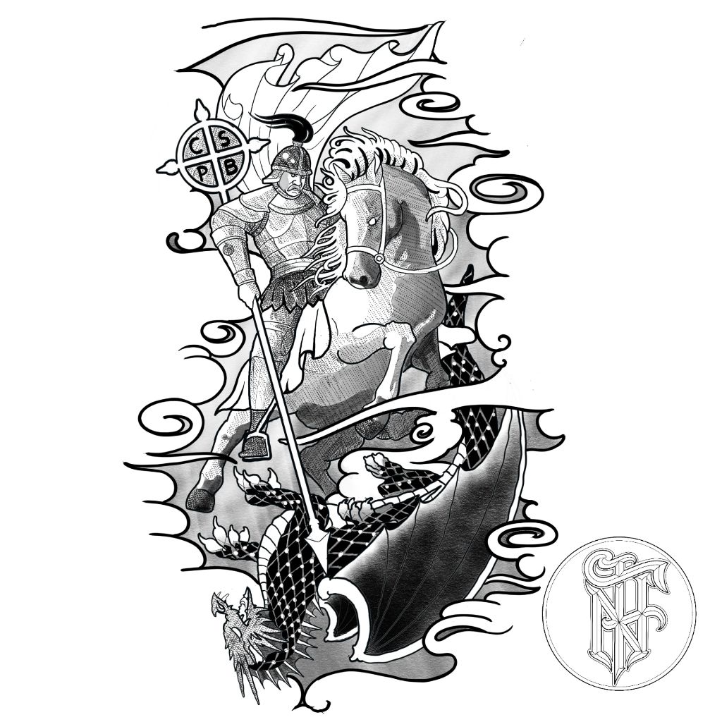 Tatuagem Black Work São jorge