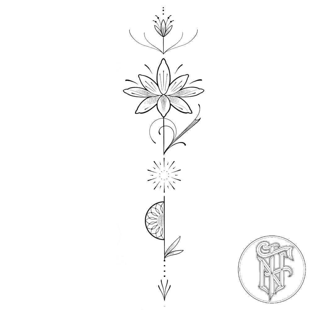 Tatuagem Fine Line Flor de Lótus