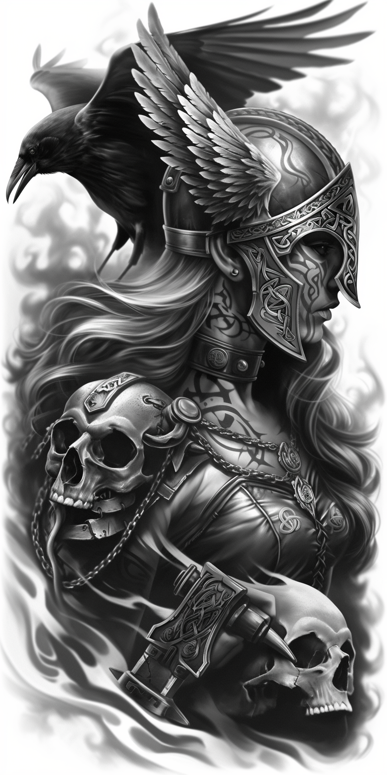 Tatuagem Realismo Black Work Valkiria #1