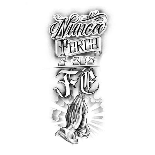 Tatuagem Lettering "Nunca perca a sua Fé"