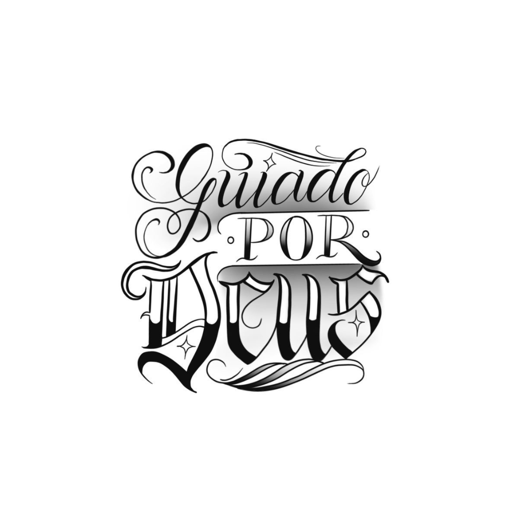 Tatuagem Lettering "Guiado por Deus"