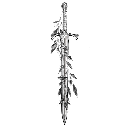 Tatuagem Black Work Espada Com Ramos