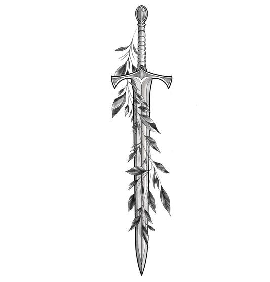 Tatuagem Black Work Espada Com Ramos