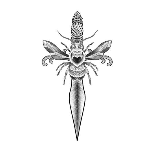 Tatuagem Black Work Adaga com Inseto