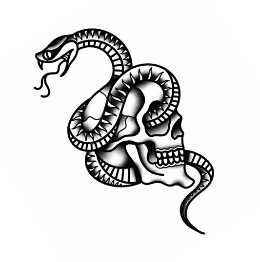 Tatuagem Old School Caveira com Serpente