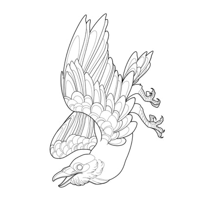 Tatuagem Série Pássaros Corvo 06