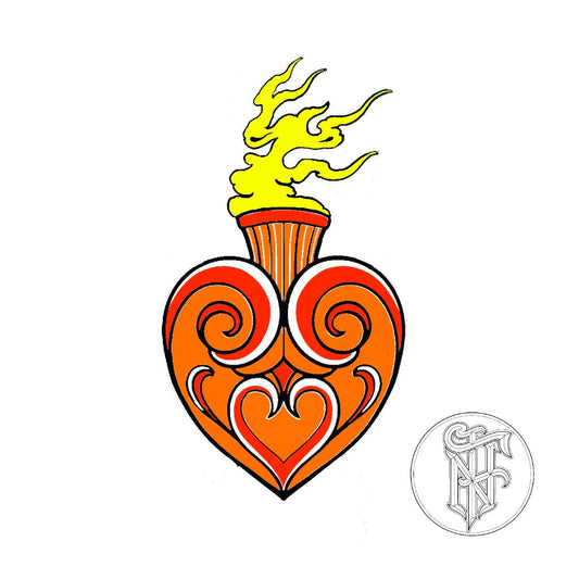 Tatuagem Fine Line Colorida Coração Sagrado