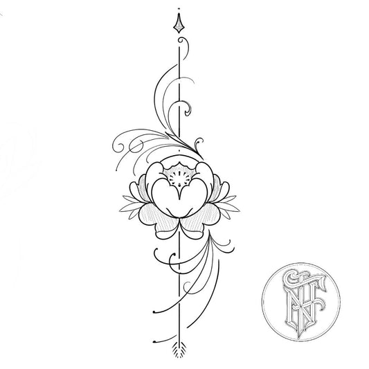Tatuagem Fine Line Peônia