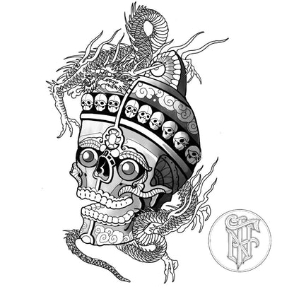 Tatuagem Black Work Caveira Tibetana