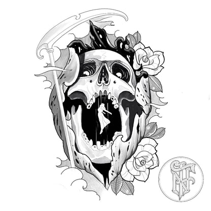 Tatuagem Black Work Caveira da Morte