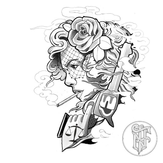 Tatuagem Black Work Justiceira
