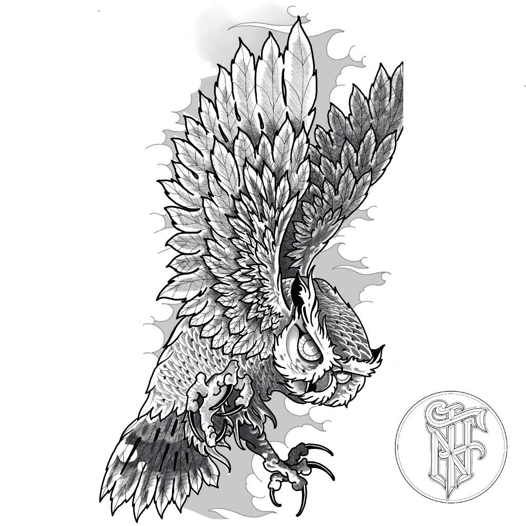 Tatuagem Black Work Coruja