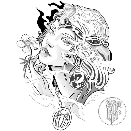 Tatuagem Black Work Deusa Venenosa