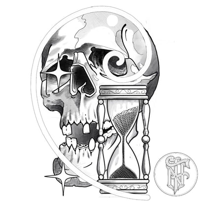 Tatuagem Black Work Caveira Fibonacci