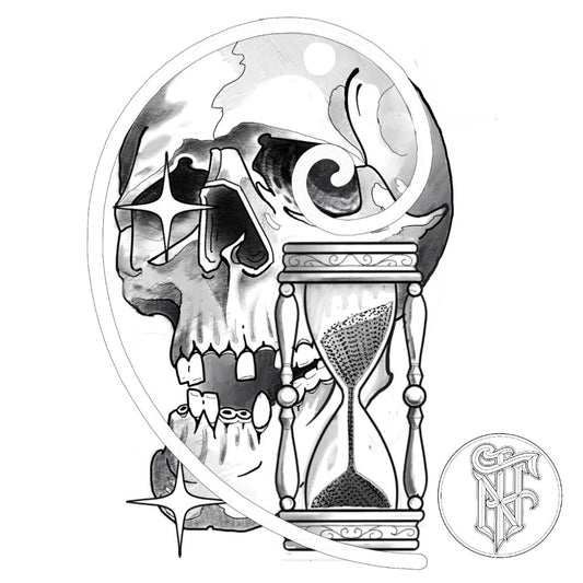 Tatuagem Black Work Caveira Fibonacci