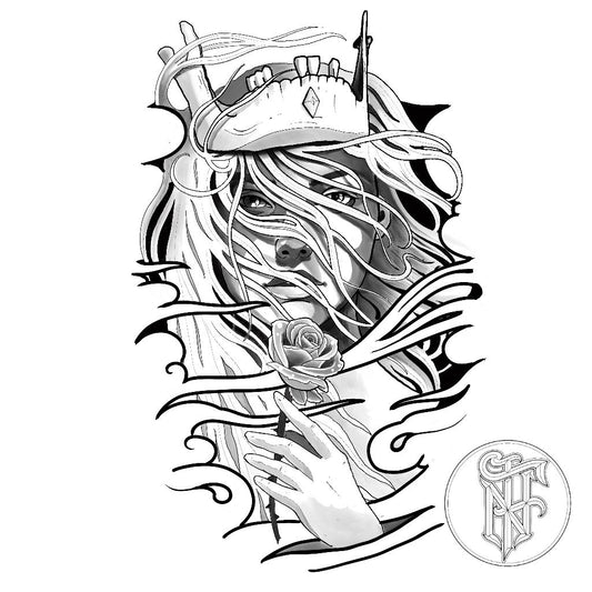 Tatuagem Black Work Dama da Morte