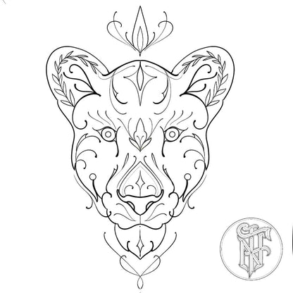 Tatuagem Fine Line Leoa