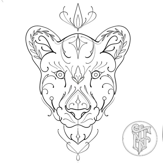 Tatuagem Fine Line Leoa