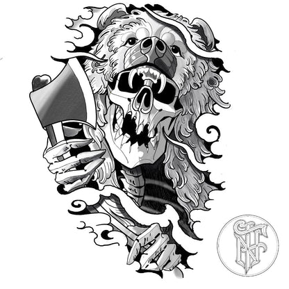 Tatuagem Black Work Caveira Lenhadora