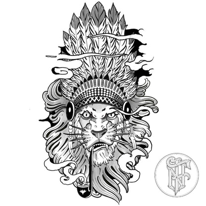 Tatuagem Black Work Leão Apache