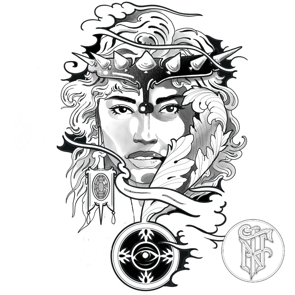 Tatuagem Black Work Guerreira Valquiria