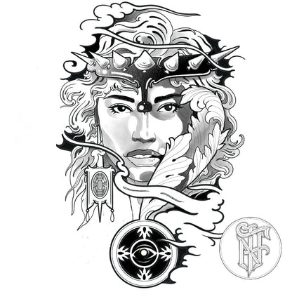 Tatuagem Black Work Guerreira Valquiria