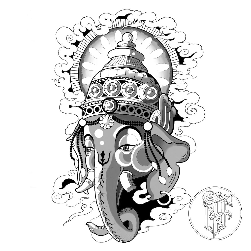 Tatuagem Black Work Ganesha