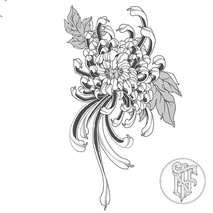 Tatuagem Black WorkFloral Crisântemo