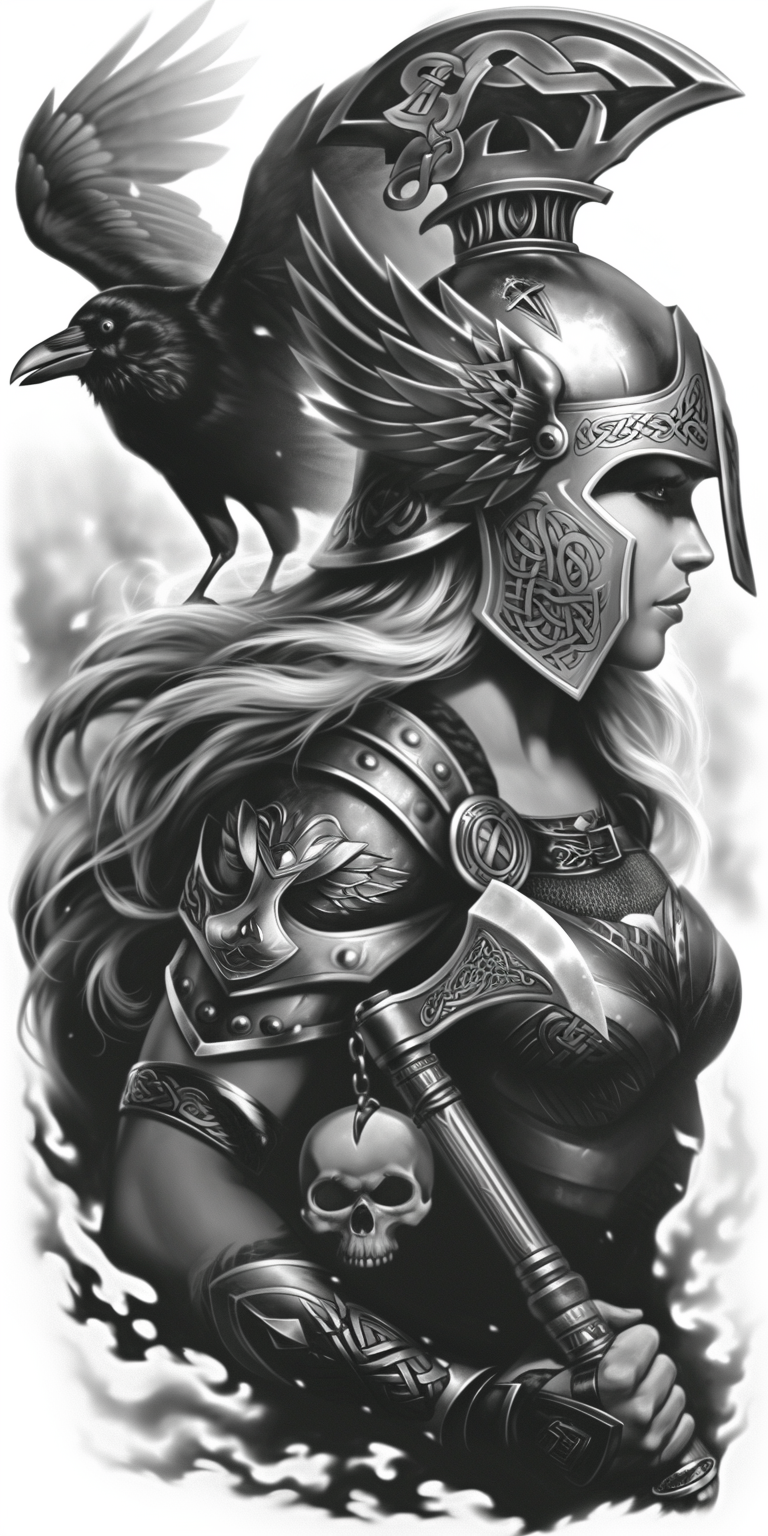 Tatuagem Realismo Black Work Valkiria #5