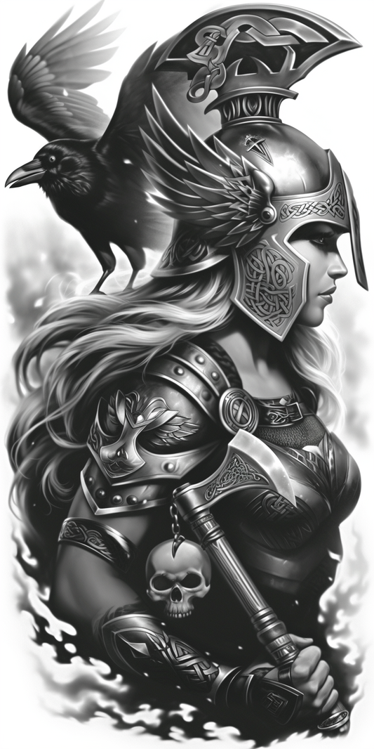 Tatuagem Realismo Black Work Valkiria #5