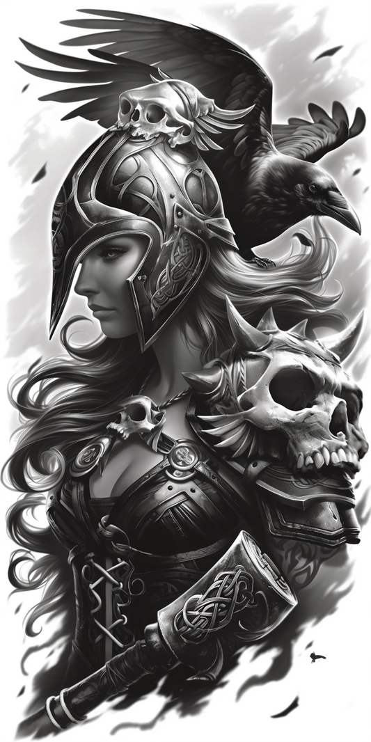 Tatuagem Realismo Black Work Valkiria #6