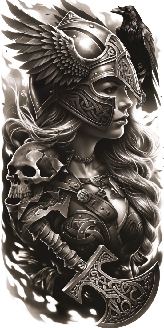 Tatuagem Realismo Black Work Valkiria #7