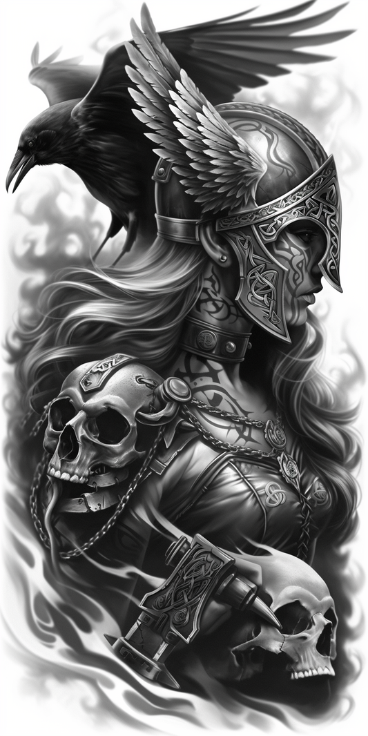Tatuagem Realismo Black Work Valkiria #1
