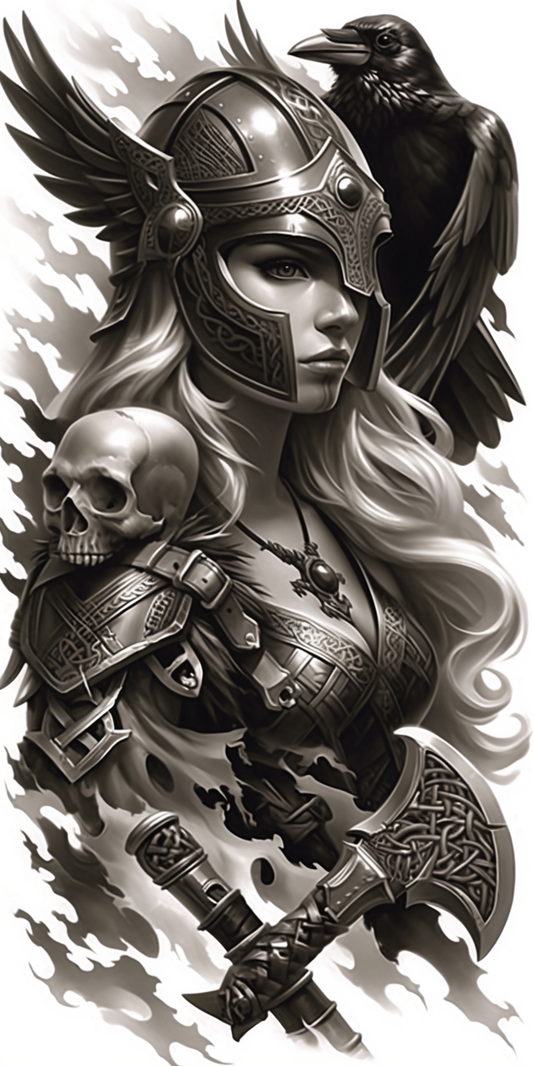 Tatuagem Realismo Black Work Valkiria #2