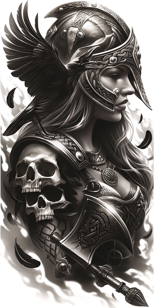 Tatuagem Realismo Black Work Valkiria #3