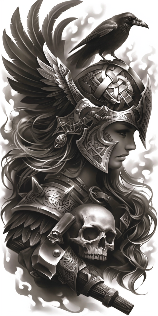 Tatuagem Realismo Black Work Valkiria #4