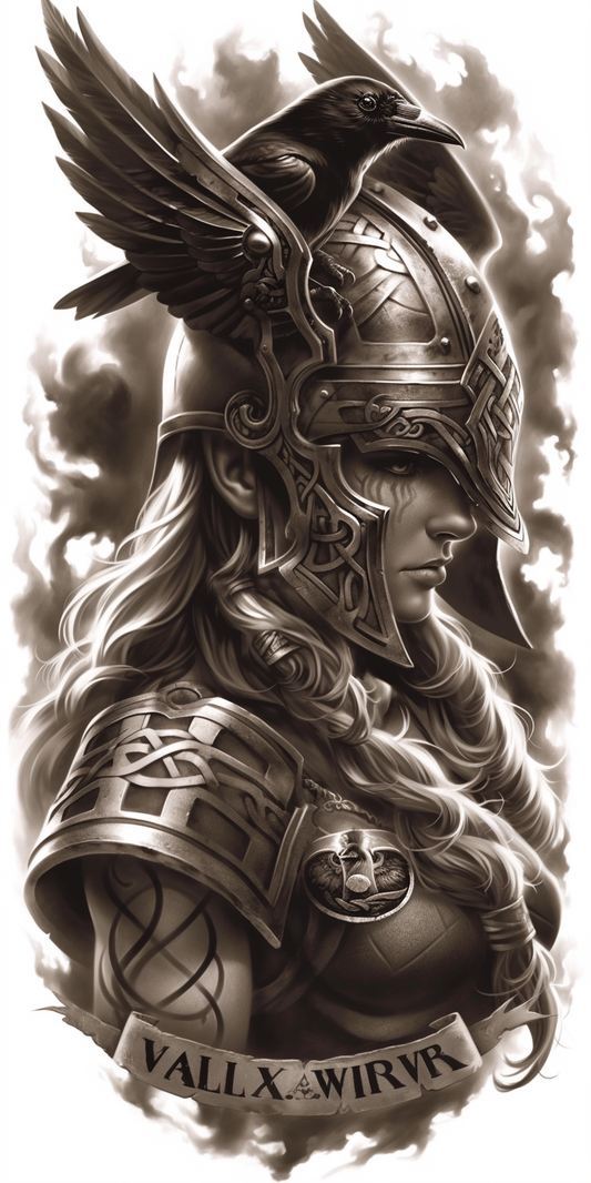 Tatuagem Realismo Black Work Valkiria #12