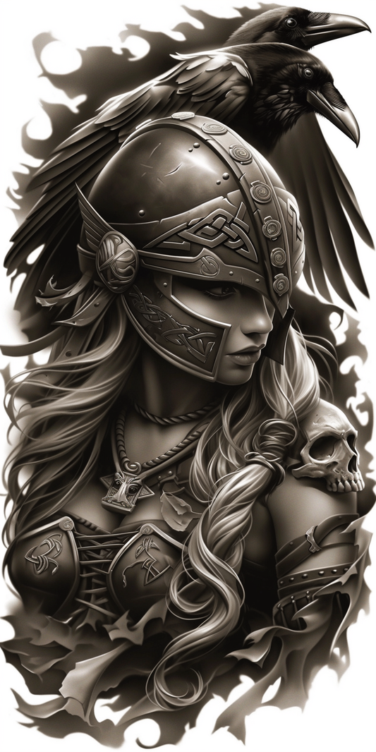 Tatuagem Realismo Black Work Valkiria #13