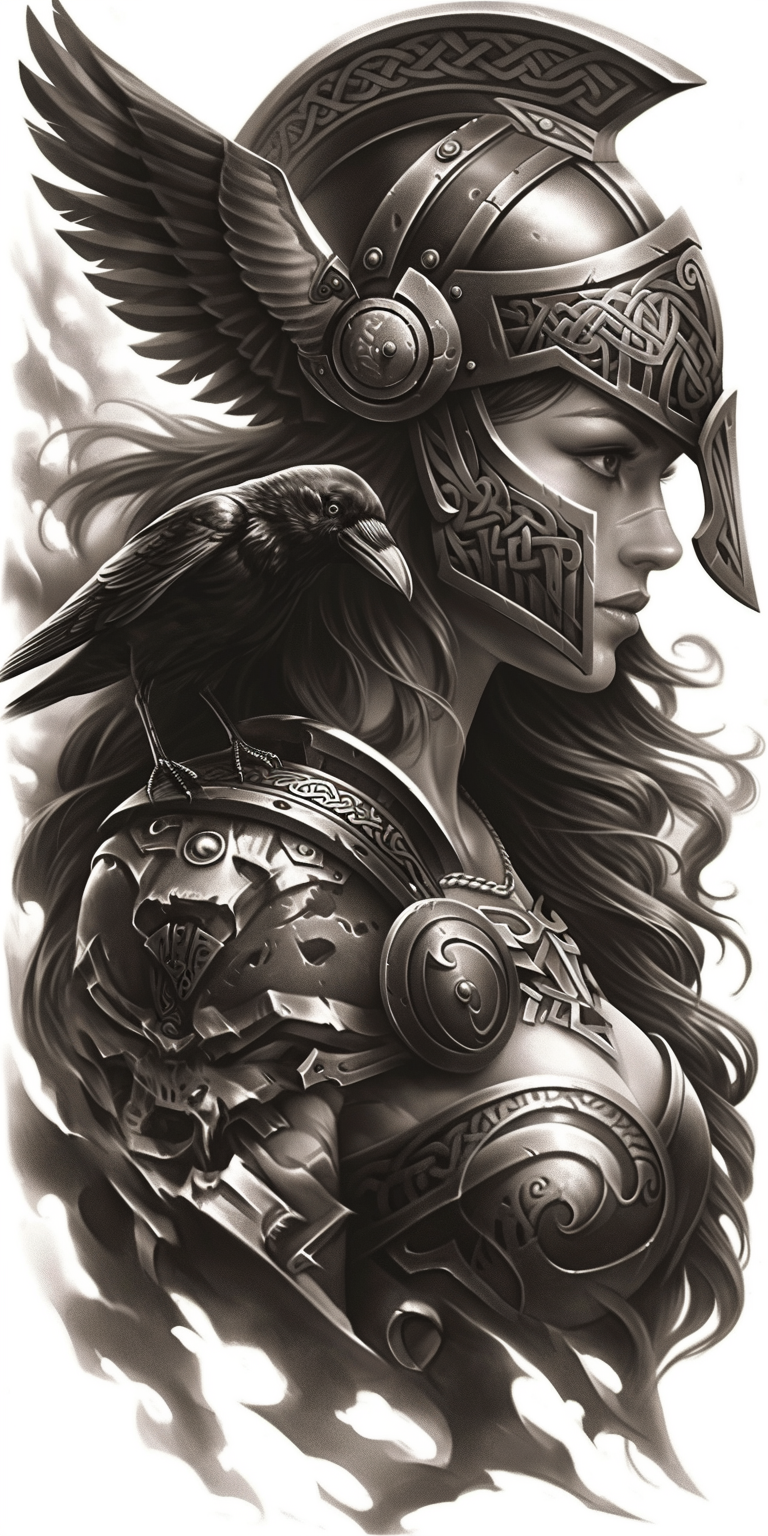 Tatuagem Realismo Black Work Valkiria #14