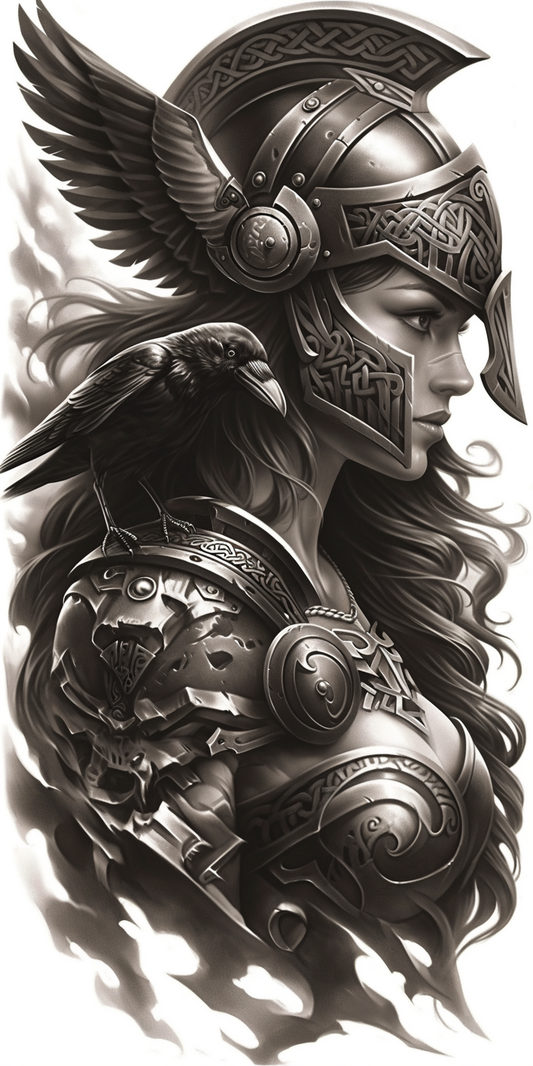 Tatuagem Realismo Black Work Valkiria #14