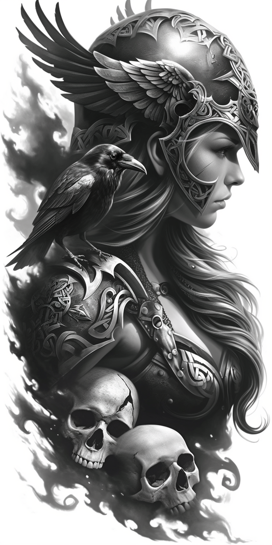 Tatuagem Realismo Black Work Valkiria #8