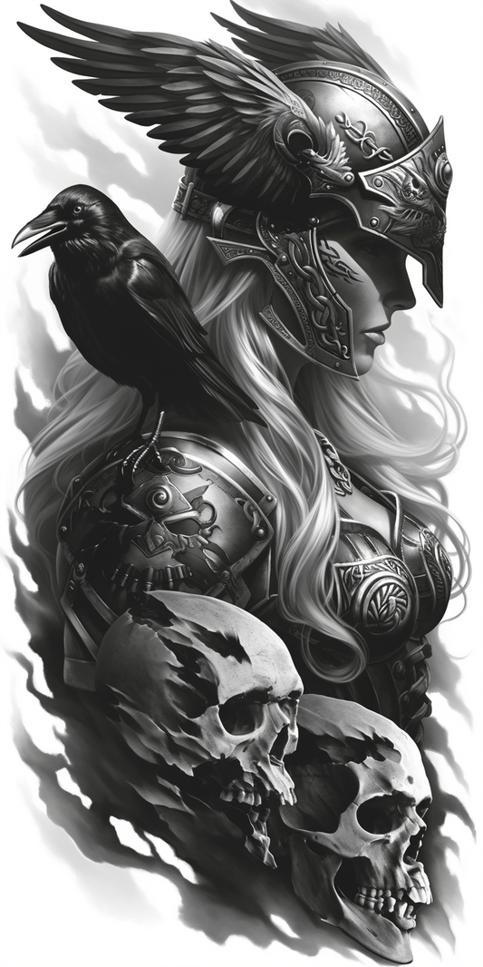 Tatuagem Realismo Black Work Valkiria #9