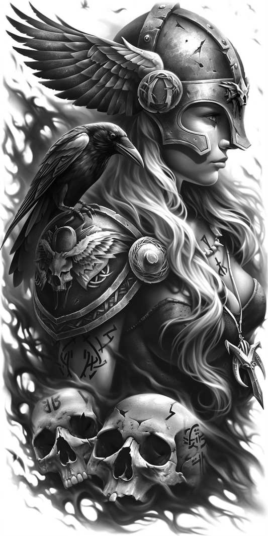 Tatuagem Realismo Black Work Valkiria #10