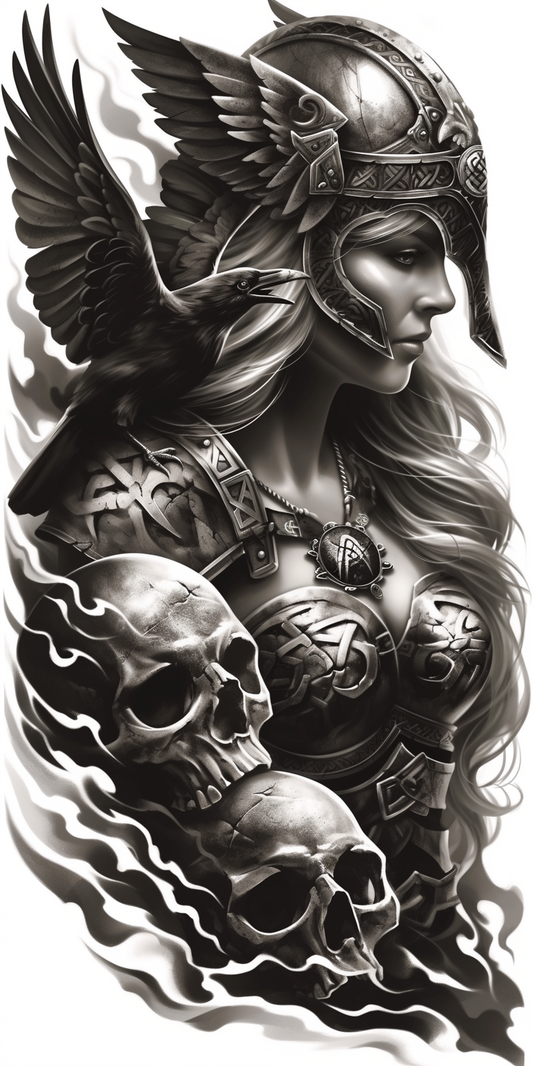 Tatuagem Realismo Black Work Valkiria #11