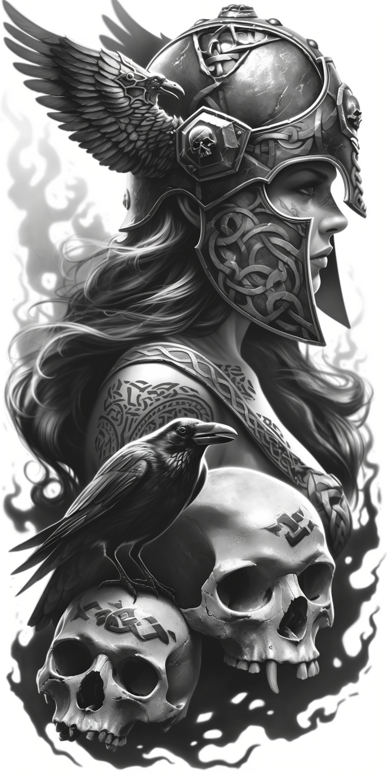 Tatuagem Realismo Black Work Valkiria #15