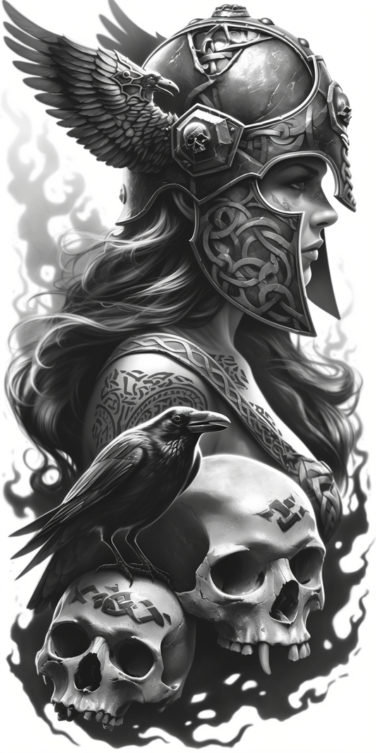 Tatuagem Realismo Black Work Valkiria #15