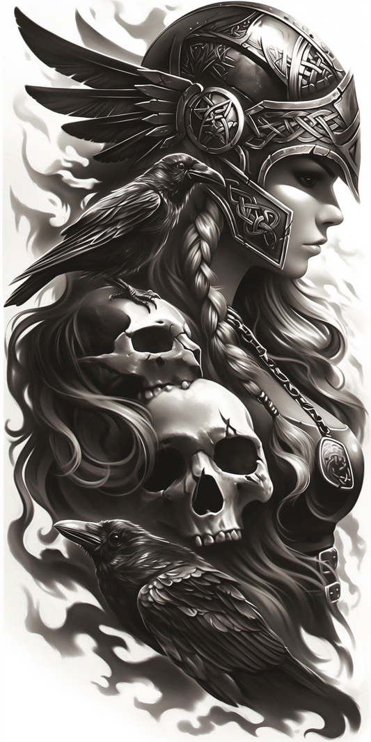 Tatuagem Realismo Black Work Valkiria #16